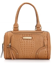 Get exotically inspired with this chic, croc-embossed design from Franco Sarto that goes from work to weekend in a wink. Accented with signature golden hardware and stud detailing, its generous interior stashes all your daytime essentials. Get exotically inspired with this chic, croc-embossed design from Franco Sarto that goes from work to weekend in a wink. Accented with signature golden hardware and stud detailing, its generous interior stashes all your daytime essentials.