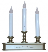 Good Tidings LED 3-Tier Window Christmas Candleholder with Sensor, Pewter Finish Good Tidings LED 3-Tier Window Christmas Candleholder with Sensor, Pewter Finish