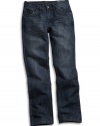 GUESS Kids Boys Big Boy Lincoln Fit Jeans with Faux-Leat, MEDIUM STONE (12)