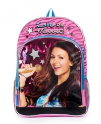 Your aspiring star can look as glamorous as her favorite Disney singer with this glittery Victorious backpack. Your aspiring star can look as glamorous as her favorite Disney singer with this glittery Victorious backpack.