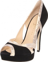 Ivanka Trump Women's Apryls Peep-Toe Pump,Black Suede With Beige Snake Trim,7.5 M US Ivanka Trump Women's Apryls Peep-Toe Pump,Black Suede With Beige Snake Trim,7.5 M US