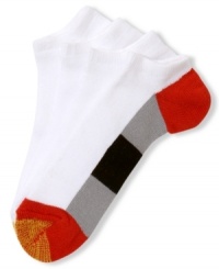 Perfect to pair with your high-tech sneakers: A four-pack of cushioned, shock-absorbing liner socks from GoldToe in a soft, breathable cotton blend. Perfect to pair with your high-tech sneakers: A four-pack of cushioned, shock-absorbing liner socks from GoldToe in a soft, breathable cotton blend.