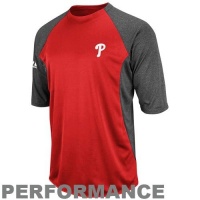 MLB Majestic Philadelphia Phillies Featherweight Tech Fleece 3/4 Sleeve Performance Top - Red MLB Majestic Philadelphia Phillies Featherweight Tech Fleece 3/4 Sleeve Performance Top - Red