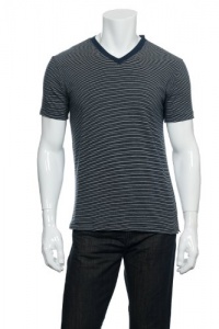 Alfani Men's Blue Horizontal Striped V-Neck T-Shirt