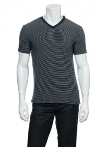 Alfani Men's Blue Horizontal Striped V-Neck T-Shirt Alfani Men's Blue Horizontal Striped V-Neck T-Shirt