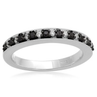 Sterling Silver Black and White Diamond Band Ring (1/4 cttw, I-J Color, I3 Clarity) Sterling Silver Black and White Diamond Band Ring (1/4 cttw, I-J Color, I3 Clarity)