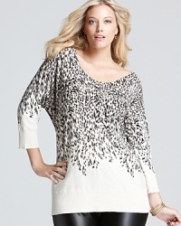 In a natural palette and lynx print, this DKNYC Plus sweater enlivens your everyday wardrobe with untamed exotic appeal. Take the style from feline to fierce with sleek leather leggings. In a natural palette and lynx print, this DKNYC Plus sweater enlivens your everyday wardrobe with untamed exotic appeal. Take the style from feline to fierce with sleek leather leggings.