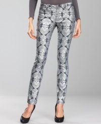 Petite denim with festive flair from INC: these metallic-foiled jeans get the trend just right. Petite denim with festive flair from INC: these metallic-foiled jeans get the trend just right.