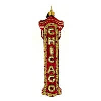 Perhaps one of Chicago's most recognizeable icons, this Chicago marquee is decorated in shiny lacquers and glitter. Perhaps one of Chicago's most recognizeable icons, this Chicago marquee is decorated in shiny lacquers and glitter.