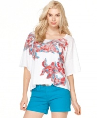 Exotic print, cool oversized fit -- what's not to love about Calvin Klein Jeans' cropped tee? Exotic print, cool oversized fit -- what's not to love about Calvin Klein Jeans' cropped tee?