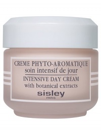 Silky, light-textured intensive day cream protects, tones and hydrates facial skin while maintaining its optimum moisture level. Contains a complex of essential oils and botanicals. Suitable for all skin types. Imported from France. 1.7 oz. Silky, light-textured intensive day cream protects, tones and hydrates facial skin while maintaining its optimum moisture level. Contains a complex of essential oils and botanicals. Suitable for all skin types. Imported from France. 1.7 oz.