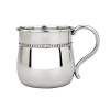 Designed with a beaded border, this baby cup offers classic good looks in non-tarnish bright pewter with a bulged body and softly curved handle. What a wonderful way to honor the new arrival in your life.