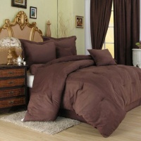 Chezmoi Collection 7 Pieces Solid Mocha Brown Microsuede Comforter 86x88 bed-in-a-bag Set Full Size Bed Chezmoi Collection 7 Pieces Solid Mocha Brown Microsuede Comforter 86x88 bed-in-a-bag Set Full Size Bed