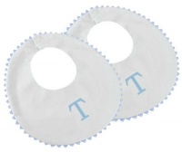 Princess Linens Garden Pique Bib, 2-pack - White with Baby Blue Rick Rack Trim-T Princess Linens Garden Pique Bib, 2-pack - White with Baby Blue Rick Rack Trim-T