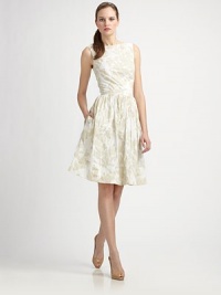 A new favorite, this floral-print dress features classic bust darts and full skirt to ensure a flattering fit, convenient slash pockets and a fashion-forward exposed back zipper. BoatneckSleevelessBust dartsAllover printExposed back zipperFully linedAbout 26 from natural waist68% cotton/30% polyamide/2% elastaneDry cleanImported Model shown is 5'11 (180cm) wearing US size 4. A new favorite, this floral-print dress features classic bust darts and full skirt to ensure a flattering fit, convenient slash pockets and a fashion-forward exposed back zipper. BoatneckSleevelessBust dartsAllover printExposed back zipperFully linedAbout 26 from natural waist68% cotton/30% polyamide/2% elastaneDry cleanImported Model shown is 5'11 (180cm) wearing US size 4.
