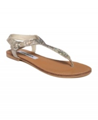 A little color, a lot of sparkle. Steve Madden's Beaming flat thong sandals will fill each step with loads of shine. A little color, a lot of sparkle. Steve Madden's Beaming flat thong sandals will fill each step with loads of shine.