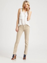 Ultra-slim stretch denim tailored with a sophisticated cigarette leg.THE FITSlim fitRise, about 7¼Inseam, about 30THE DETAILSZip flyFive-pocket styleSignature stitch back pockets80% cotton/15% modal/5% polyurthaneMachine washMade in USA of imported fabricModel shown is 5'9½ (176cm) wearing US size 4. Ultra-slim stretch denim tailored with a sophisticated cigarette leg.THE FITSlim fitRise, about 7¼Inseam, about 30THE DETAILSZip flyFive-pocket styleSignature stitch back pockets80% cotton/15% modal/5% polyurthaneMachine washMade in USA of imported fabricModel shown is 5'9½ (176cm) wearing US size 4.