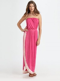 Beach-ready in this effortless wrap-front maxi, crafted from soft, tie-dyed jersey knit.Top elastic bandElastic drawstring waistWrap-front skirtAbout 60 from shoulder to hem94% modal/6% spandexDry cleanMade in USAModel shown is 5'9½ (176cm) wearing US size Small. Beach-ready in this effortless wrap-front maxi, crafted from soft, tie-dyed jersey knit.Top elastic bandElastic drawstring waistWrap-front skirtAbout 60 from shoulder to hem94% modal/6% spandexDry cleanMade in USAModel shown is 5'9½ (176cm) wearing US size Small.