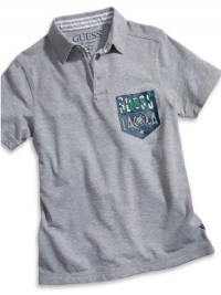 GUESS Kids Boys Big Boy Polo Shirt with Screen Pocket, GREY HEATHER (12/14) GUESS Kids Boys Big Boy Polo Shirt with Screen Pocket, GREY HEATHER (12/14)