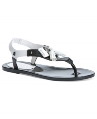 Tassle detail on the Jaycee jelly flat sandals give these cute thongs by Calvin Klein a leg up on the competition. Tassle detail on the Jaycee jelly flat sandals give these cute thongs by Calvin Klein a leg up on the competition.