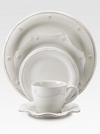Whitewashed ceramic finished with scalloped edges and raised detail. From the Berry & Thread Collection13½ diam.Dishwasher safeMade in France Whitewashed ceramic finished with scalloped edges and raised detail. From the Berry & Thread Collection13½ diam.Dishwasher safeMade in France