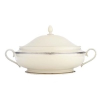 Lenox Tuxedo Platinum Ivory China Covered Vegetable Bowl Lenox Tuxedo Platinum Ivory China Covered Vegetable Bowl