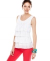 Crochet touches add subtle, airy interest to Style&co.'s breezy tiered tank!