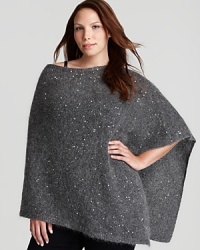 Flecked with sparkling sequins, Eileen Fisher Plus' plush mohair poncho lends an effortless layer, perfectly placed over jeans. Flecked with sparkling sequins, Eileen Fisher Plus' plush mohair poncho lends an effortless layer, perfectly placed over jeans.