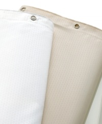 Keep water where it belongs with this shower curtain liner from Charter Club, featuring durable polyester construction, metal grommets at the top and a weighted bottom hem to keep liner secure and in place. Choose from two neutral hues to match any bath decor. Keep water where it belongs with this shower curtain liner from Charter Club, featuring durable polyester construction, metal grommets at the top and a weighted bottom hem to keep liner secure and in place. Choose from two neutral hues to match any bath decor.