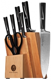 Ginsu Chikara Series Japanese 420J2 Stainless Steel 8-Piece Cutlery Set in Natural Storage Ginsu Chikara Series Japanese 420J2 Stainless Steel 8-Piece Cutlery Set in Natural Storage