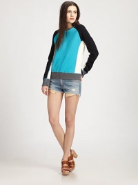 Featherweight jersey destined be a casual favorite, constructed in a bold, colorblocked palette.CrewneckRaglan sleevesBanded cuffs and hemRibbed trimAbout 23 from shoulder to hemCottonDry cleanMade in USA of imported fabricModel shown is 5'9 (175cm) wearing US size Small. Featherweight jersey destined be a casual favorite, constructed in a bold, colorblocked palette.CrewneckRaglan sleevesBanded cuffs and hemRibbed trimAbout 23 from shoulder to hemCottonDry cleanMade in USA of imported fabricModel shown is 5'9 (175cm) wearing US size Small.