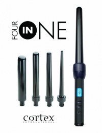 Cortex 4in1 Pro Ceramic Clipless Curling Iron Set with Four Ceramic/Tourmaline Interchangeable Heads, Heat Resistant Glove and 140 - 450 Degree Variable Temperature Cortex 4in1 Pro Ceramic Clipless Curling Iron Set with Four Ceramic/Tourmaline Interchangeable Heads, Heat Resistant Glove and 140 - 450 Degree Variable Temperature