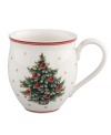 Play up the fun with this Toy's Delight mug from Villeroy & Boch. Fine porcelain is trimmed with ribbons of red, gold stars and a beautiful tree to create a magical holiday setting. Fill with hot cocoa or cider!
