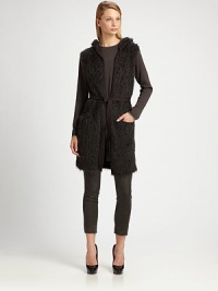 This plush knitted waistcoat features contrast colored piping and a matching sash belt.Attached hoodSleevelessSash beltSide pocketsAbout 35 from shoulder to hem63% mohair/29% wool/8% nylonDry cleanMade in Italy of imported fabricModel shown is 5'10 (177cm) wearing US size Small.This style runs true to size. We recommend ordering your usual size for a standard fit. This plush knitted waistcoat features contrast colored piping and a matching sash belt.Attached hoodSleevelessSash beltSide pocketsAbout 35 from shoulder to hem63% mohair/29% wool/8% nylonDry cleanMade in Italy of imported fabricModel shown is 5'10 (177cm) wearing US size Small.This style runs true to size. We recommend ordering your usual size for a standard fit.