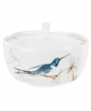 Abuzz with hummingbirds, the airy and bright Nectar sugar bowl brings the outdoors in. Versatile bone china formed in Spode's impressions shapes with a crisp white glaze complements serene country settings.