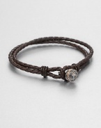 Neatly woven leather maintains a relaxed, yet refined look in this two-strand bracelet with a sterling silver beaded closure.LeatherSterling silverAbout 9 long.Imported