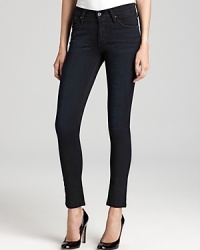 Fit to flatter from top to bottom, these skinny dark wash James Jeans elongate your legs and elevate your denim with clean, sophisticated details in a traditional silhouette. Fit to flatter from top to bottom, these skinny dark wash James Jeans elongate your legs and elevate your denim with clean, sophisticated details in a traditional silhouette.