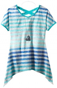 Beautees Girls 7-16 Stripe Sharkbite Hem Top, Blue, Medium Beautees Girls 7-16 Stripe Sharkbite Hem Top, Blue, Medium