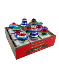 Oldies but goodies, Christopher Radko's Shiny Brite ornaments are striped in bright, fun colors and shimmering glitter for an extra touch of shine. A variety of vintage-style shapes keeps things interesting year after year. Oldies but goodies, Christopher Radko's Shiny Brite ornaments are striped in bright, fun colors and shimmering glitter for an extra touch of shine. A variety of vintage-style shapes keeps things interesting year after year.
