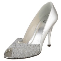 Stuart Weitzman Women's Chantelle Peep-Toe Pump,Aluminum Chantilly Lace,5 M US Stuart Weitzman Women's Chantelle Peep-Toe Pump,Aluminum Chantilly Lace,5 M US