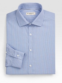 Wherever your dress wardrobe takes you, a patterned dress shirt woven in crisp cotton and accented with mother of pearl buttons is an ideal style choice.Button-frontSpread collarCottonDry cleanMade in Great Britain Wherever your dress wardrobe takes you, a patterned dress shirt woven in crisp cotton and accented with mother of pearl buttons is an ideal style choice.Button-frontSpread collarCottonDry cleanMade in Great Britain