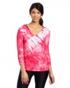 Calvin Klein Performance Women's Tie Dye Hooded Long Sleeve Tee, Pink Pulse, Medium