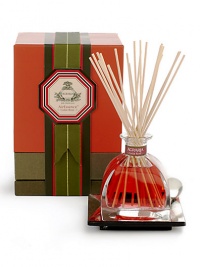 A warm woody floral that blends the sultry depth of Cedarwood with the uniquely fragrant Damask Rose. Surrounding the rose are hints of Violets and Lily of the Valley. Presented in a signature Italian perfume bottle with a glass stopper. Each AirEssence includes a hand-made antiqued mirrored tray, which adds a special luxurious finishing touch and protects whatever surface upon which it is placed. 7.4 oz. A warm woody floral that blends the sultry depth of Cedarwood with the uniquely fragrant Damask Rose. Surrounding the rose are hints of Violets and Lily of the Valley. Presented in a signature Italian perfume bottle with a glass stopper. Each AirEssence includes a hand-made antiqued mirrored tray, which adds a special luxurious finishing touch and protects whatever surface upon which it is placed. 7.4 oz.