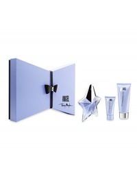 Fashion and fragrance are merged together in this delicious set. A 0.8 oz. refillable ANGEL star, 3.4 oz. Perfuming Body Lotion, and 1 oz. Perfuming Shower Gel are housed in a striking angular box reminiscent of vintage Mugler fashion. Fashion and fragrance are merged together in this delicious set. A 0.8 oz. refillable ANGEL star, 3.4 oz. Perfuming Body Lotion, and 1 oz. Perfuming Shower Gel are housed in a striking angular box reminiscent of vintage Mugler fashion.