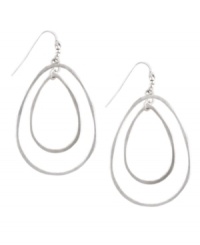 Stylish drops to take your look to the next level. Jessica Simpson's crafty hoop earrings feature a chic graduated design crafted in worn silver tone mixed metal. Approximate drop: 2-1/2 inches. Stylish drops to take your look to the next level. Jessica Simpson's crafty hoop earrings feature a chic graduated design crafted in worn silver tone mixed metal. Approximate drop: 2-1/2 inches.