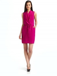 THE LOOKCrossover draped v-neckSleeveless with lattice detail Drawstring waistSide pocketsTHE FITAbout 35 from shoulder to hemTHE MATERIALSilkPartially linedCARE & ORIGINDry cleanImportedModel shown is 5'10½ (179cm) wearing US size Small. THE LOOKCrossover draped v-neckSleeveless with lattice detail Drawstring waistSide pocketsTHE FITAbout 35 from shoulder to hemTHE MATERIALSilkPartially linedCARE & ORIGINDry cleanImportedModel shown is 5'10½ (179cm) wearing US size Small.