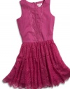 GUESS Kids Girls Big Girl Linen & Lace Dress, VIOLET (14)