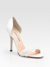 Sheen d'Orsay design is the epitome of elegance with its lavish satin and painted-feather upper. Satin-covered heel, 4 (100mm) Satin and painted feather upper Leather lining and sole Padded insole Made in ItalyOUR FIT MODEL RECOMMENDS ordering true size. Sheen d'Orsay design is the epitome of elegance with its lavish satin and painted-feather upper. Satin-covered heel, 4 (100mm) Satin and painted feather upper Leather lining and sole Padded insole Made in ItalyOUR FIT MODEL RECOMMENDS ordering true size.