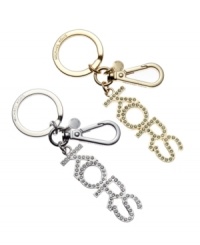 Keep yourself organized in signature style. This MICHAEL Michael Kors keychain showcases a bit of bling with crystal stud accents on a logo charm. Keep yourself organized in signature style. This MICHAEL Michael Kors keychain showcases a bit of bling with crystal stud accents on a logo charm.