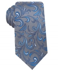 Go from basic to bold instantly with the addition of this paisley silk tie from Alfani. Go from basic to bold instantly with the addition of this paisley silk tie from Alfani.
